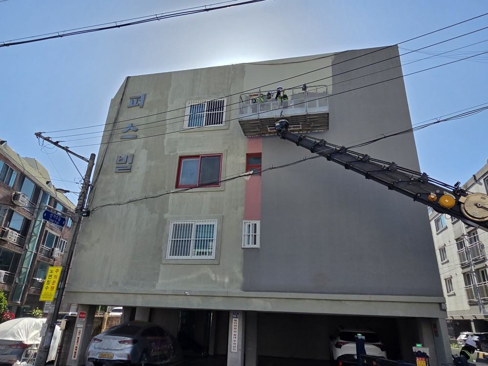양산 스카이차 후야스카이 외벽 페인트 작업 현장 사진 5